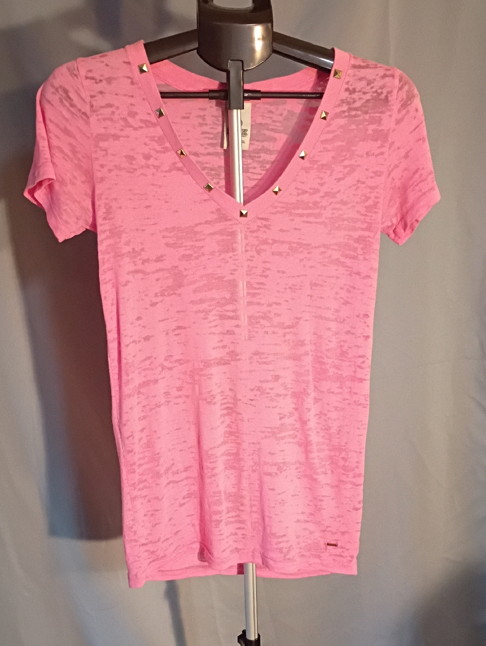 PINK Victoria's Secret Pink Stud-Trim V-Neck Burnout Tee